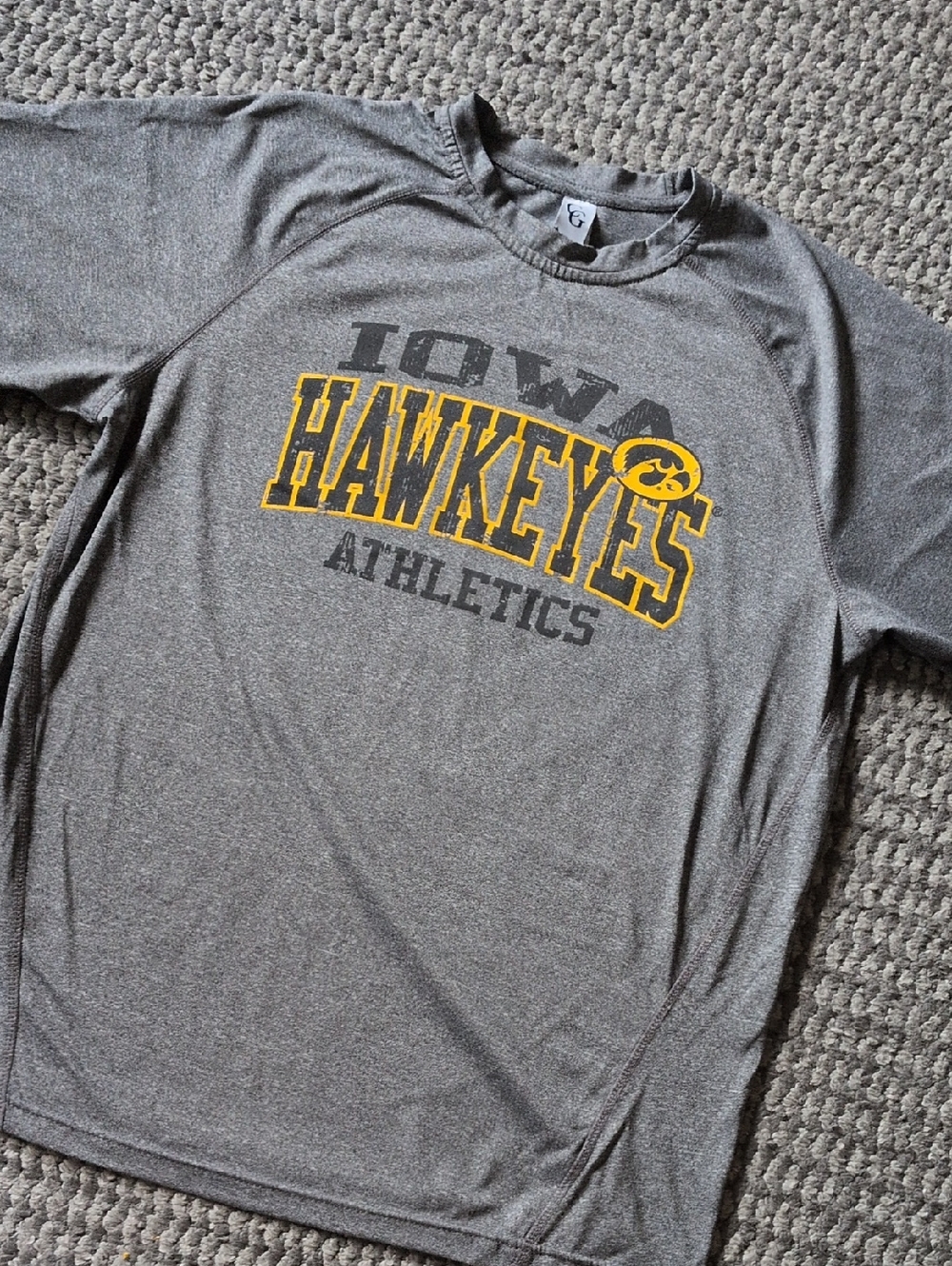 Iowa Hawkeyes Gray Short Sleeve Athletic Tee - Hawkeyes Logo